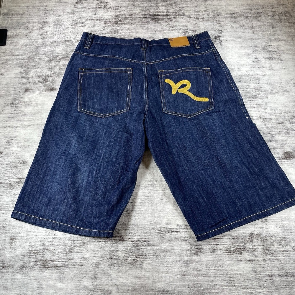 Vintage Y2K Rocawear Shorts Mens 40 Blue Denim Baggy Hip Hop Relaxed 38 Waist
